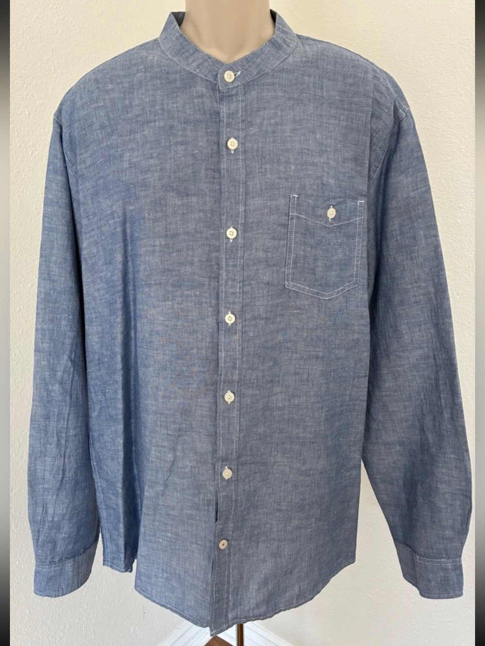 Weatherproof Vintage Mens Blue Dressy Casual Shirt Button Down Long Sleeve 2XL